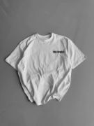 Baskılı Oversize Bisiklet Yaka T-shirt - Beyaz resmi